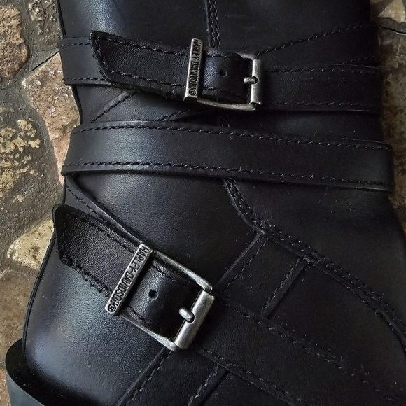 Harley Davidson Heights Black Leather Motorcycle Boots Women's, Metal, Size 8.5 - Picture 13 of 14